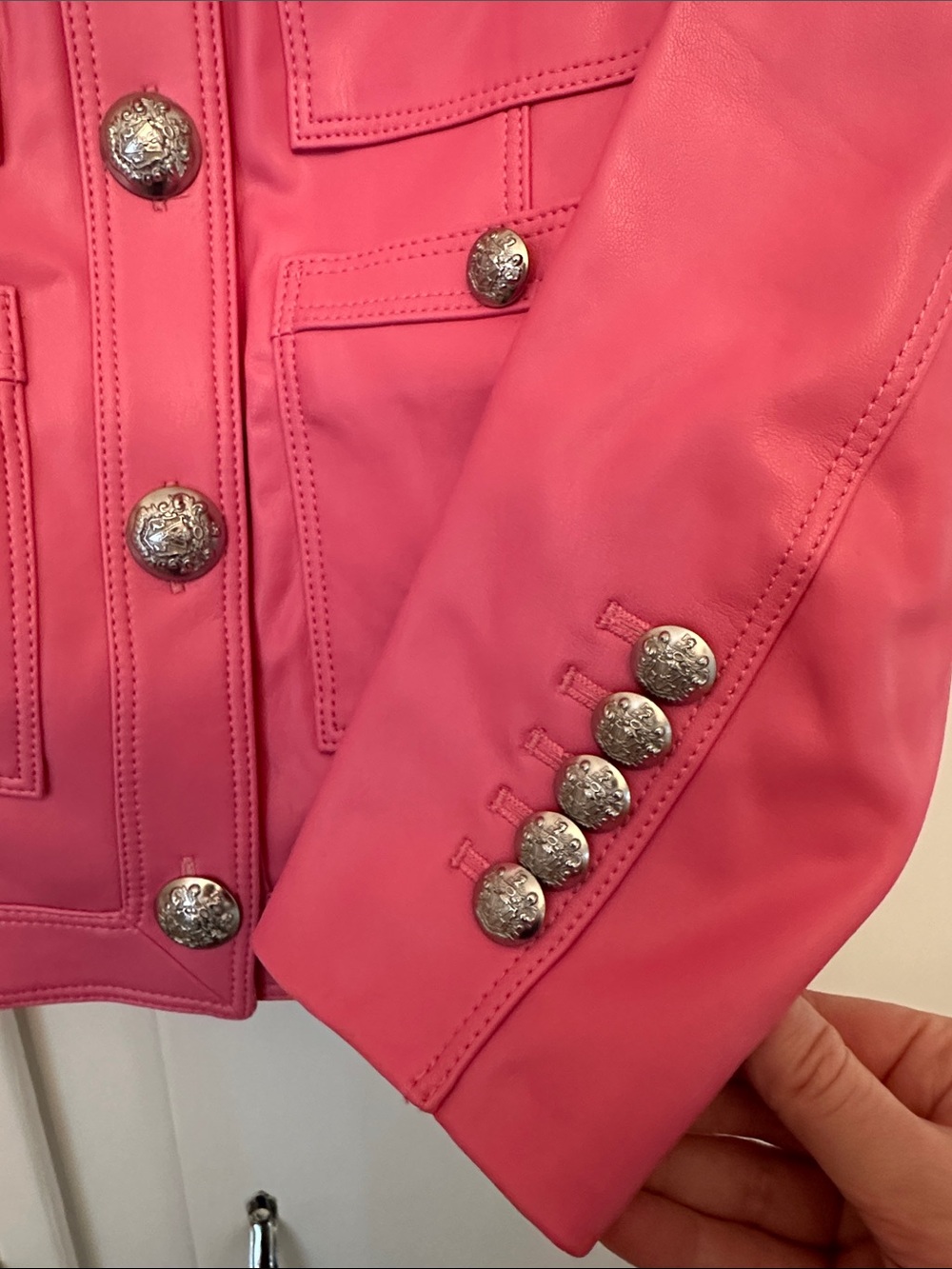 LIKE NEW Veronica Beard Leather Pink Structured Jacket - Picture 4 of 6